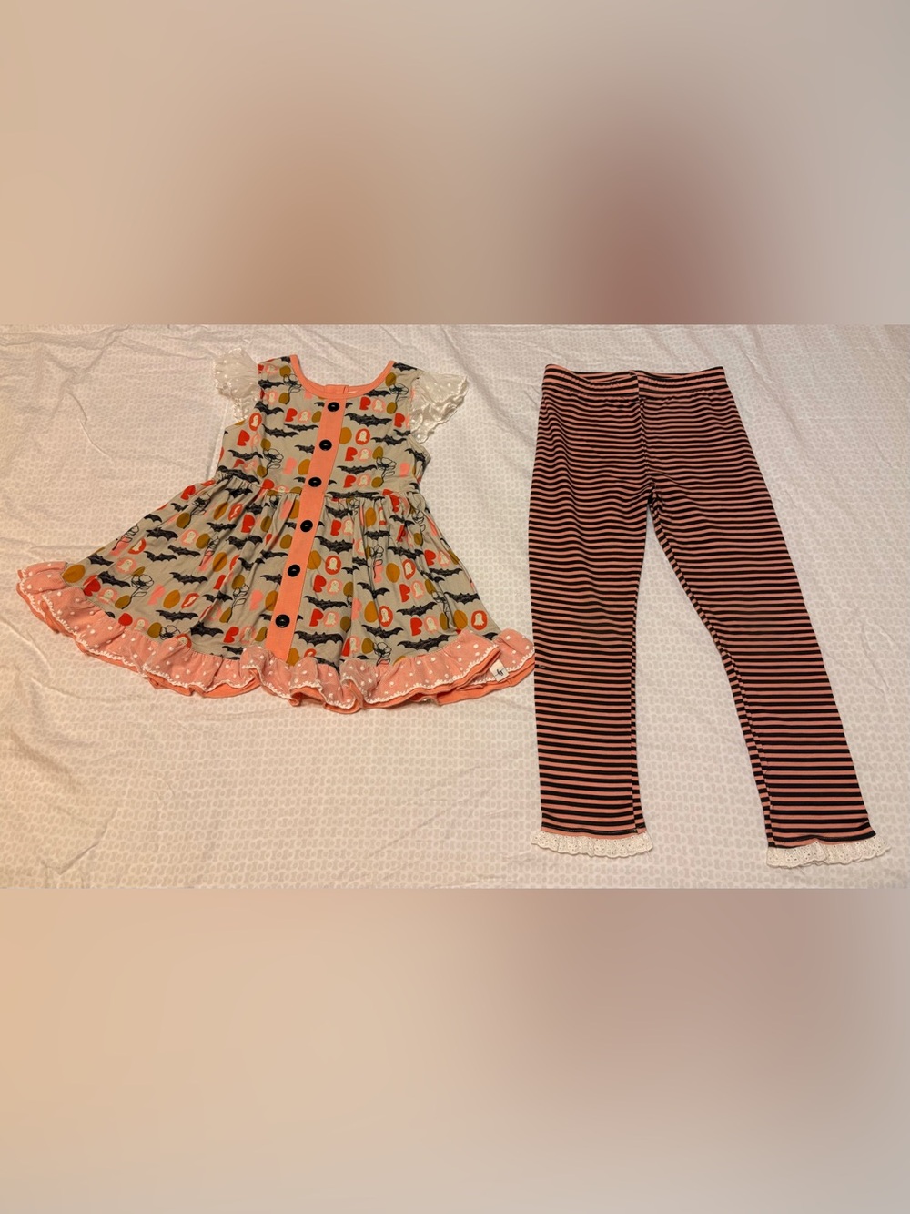 Love & Grow “Spooky Cute” Hallie Tunic Dress & Striped Leggings Set